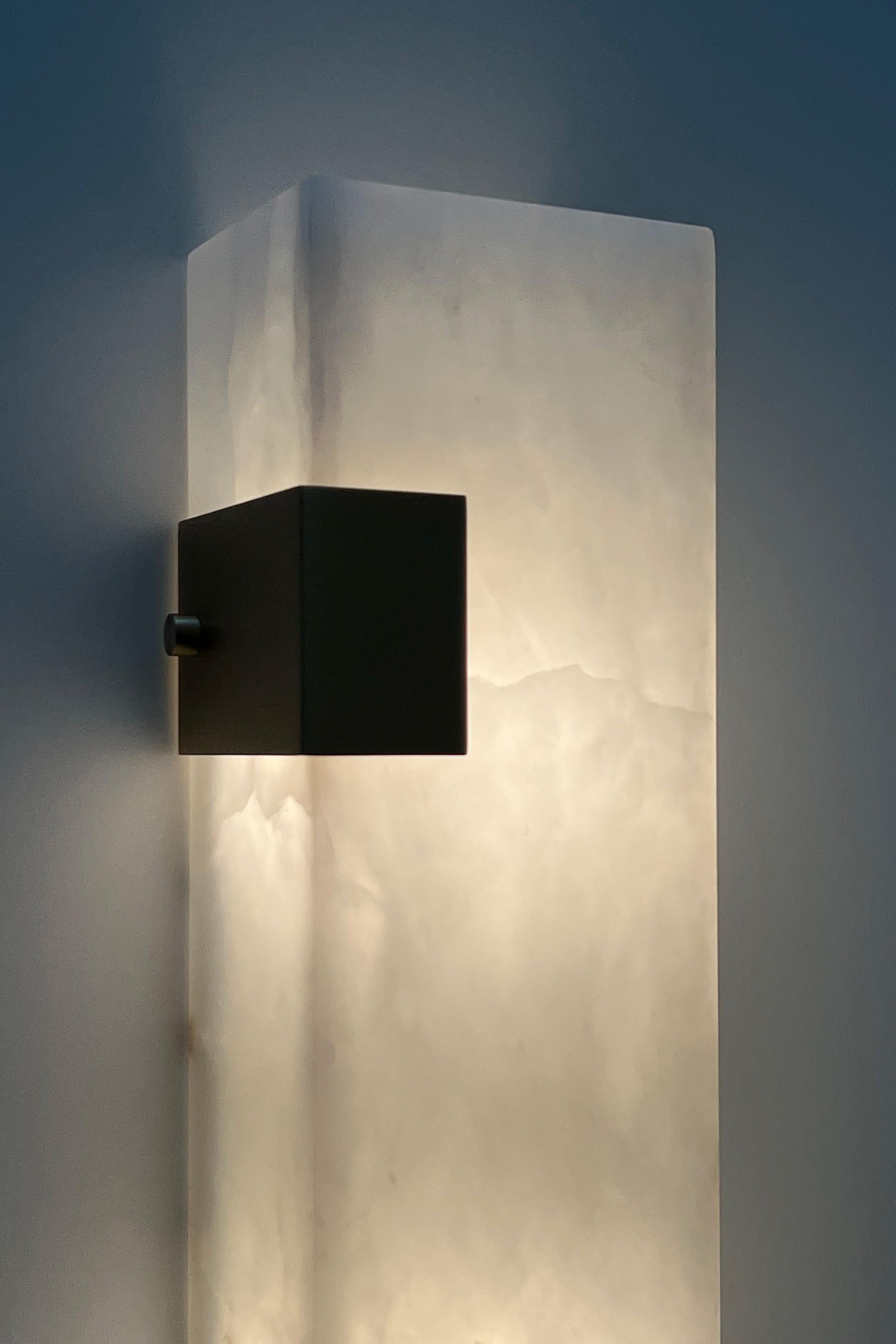Brass Contemporary Ponti Sconce 003-1C in Alabaster by Orphan Work For Sale