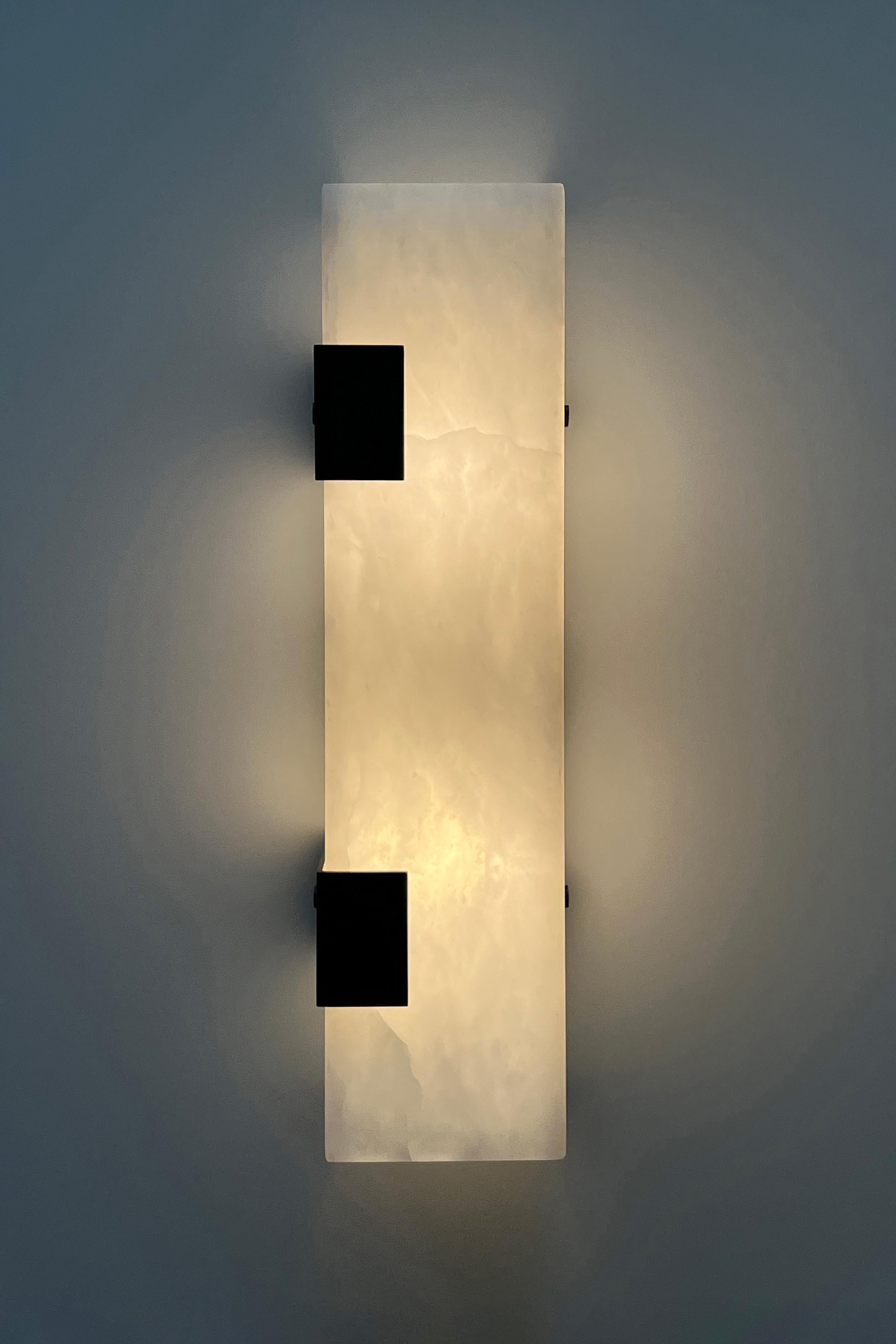 Brass Contemporary Ponti Sconce 003-2C in Alabaster by Orphan Work For Sale