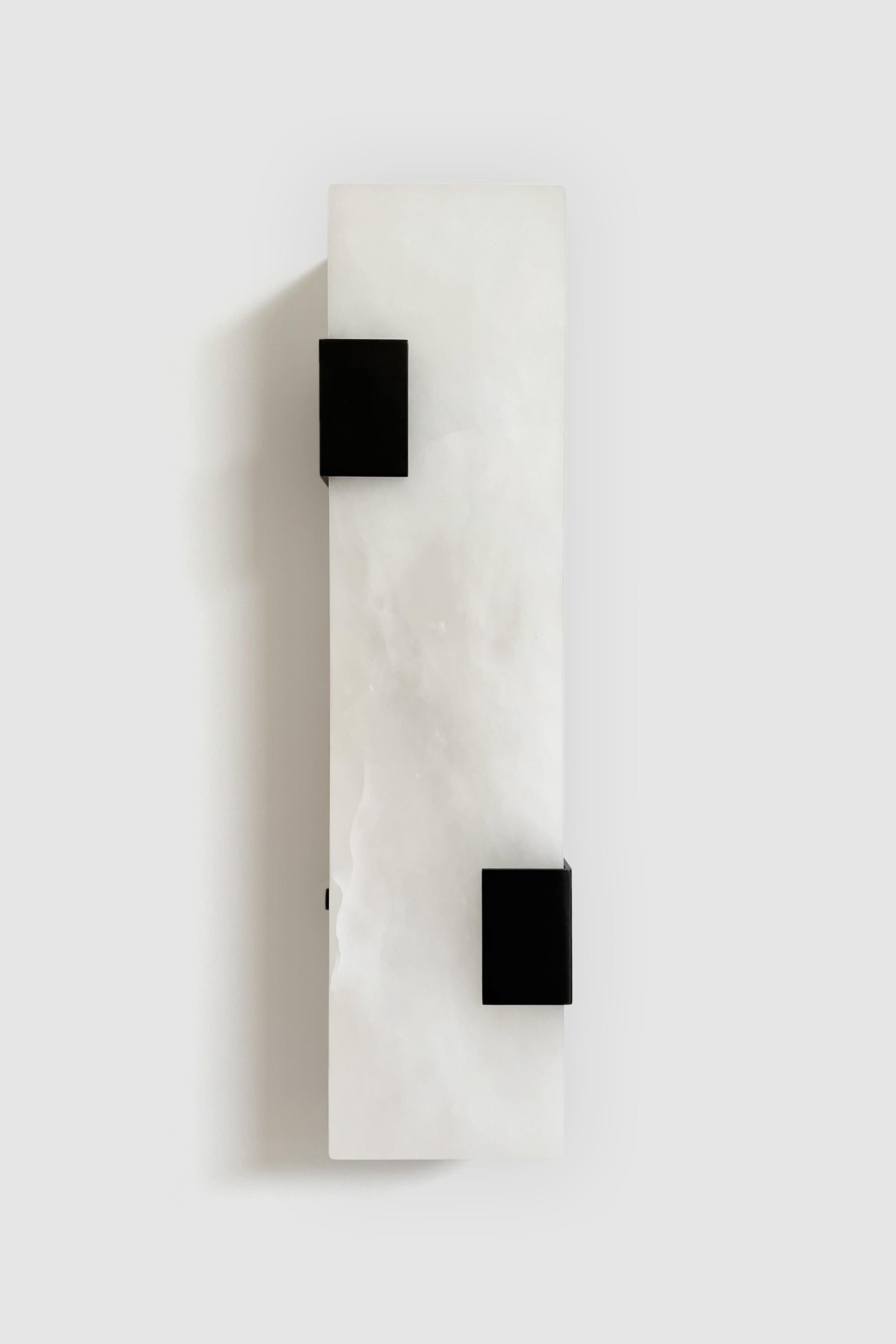 Blackened Contemporary Ponti Sconce 003-2C in Alabaster by Orphan Work For Sale