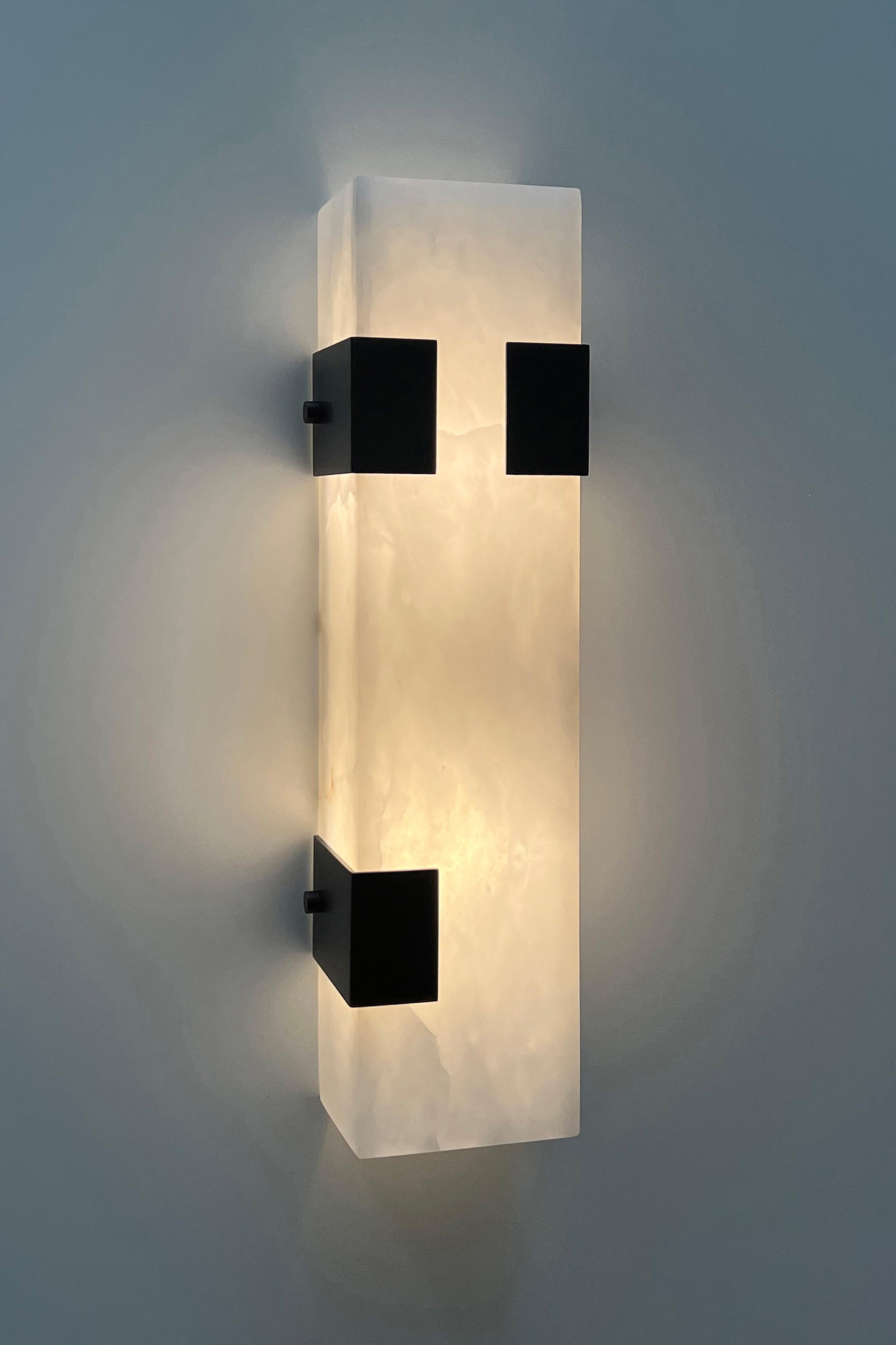 Contemporary Ponti Sconce 003-3C in Alabaster by Orphan Work In New Condition For Sale In Los Angeles, CA