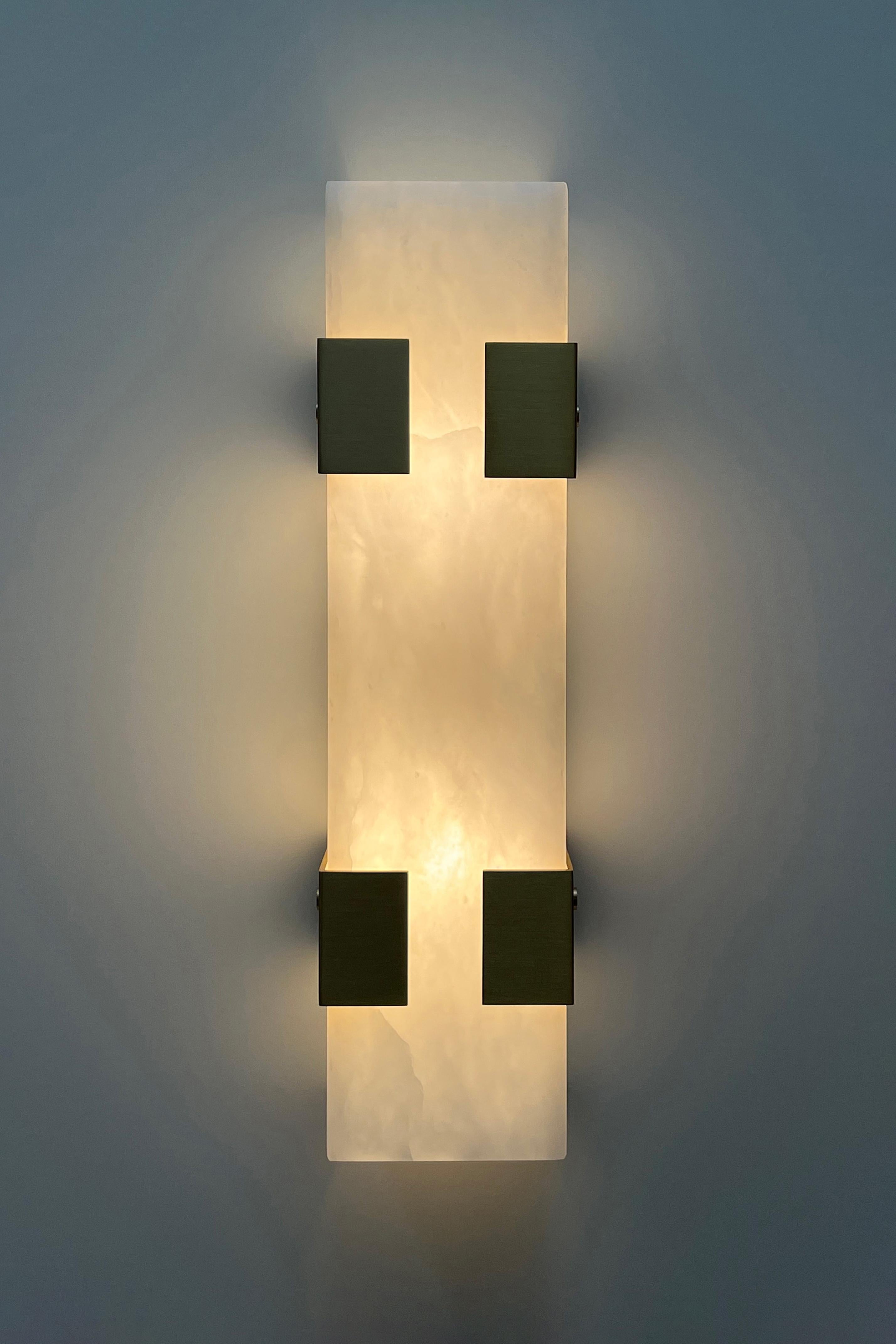 Brushed Contemporary Ponti Sconce 003-4C in Alabaster by Orphan Work For Sale