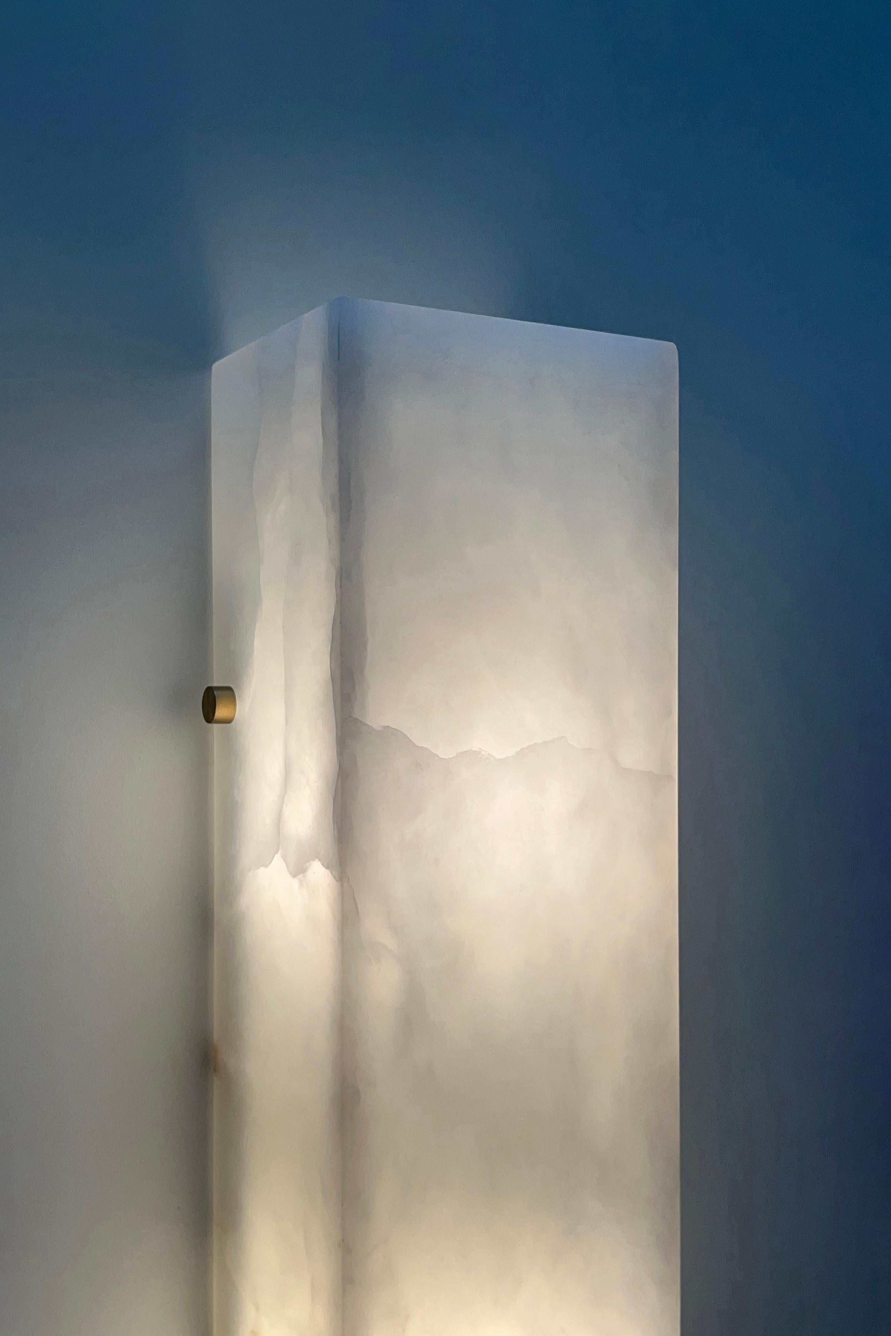 Brass Contemporary Ponti Sconce 003A in Alabaster by Orphan Work For Sale