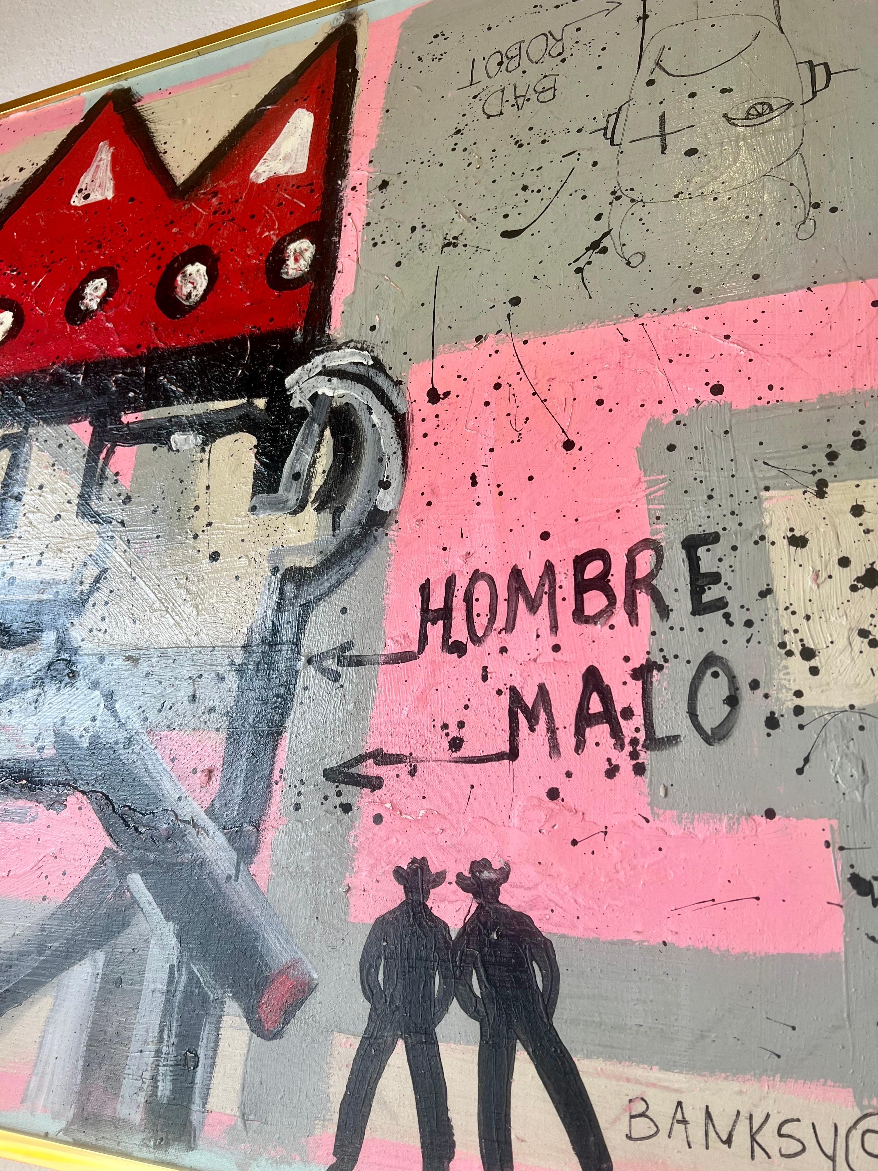Acrilico su tela di @Bansky con cornice di Poo Art Contemporanea In condizioni ottime in vendita a San Diego, CA