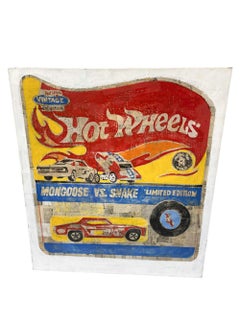 Contemporary Pop Art 'Hot Wheels, Mongoose vs. Snake' Oil & Paper on Canvas