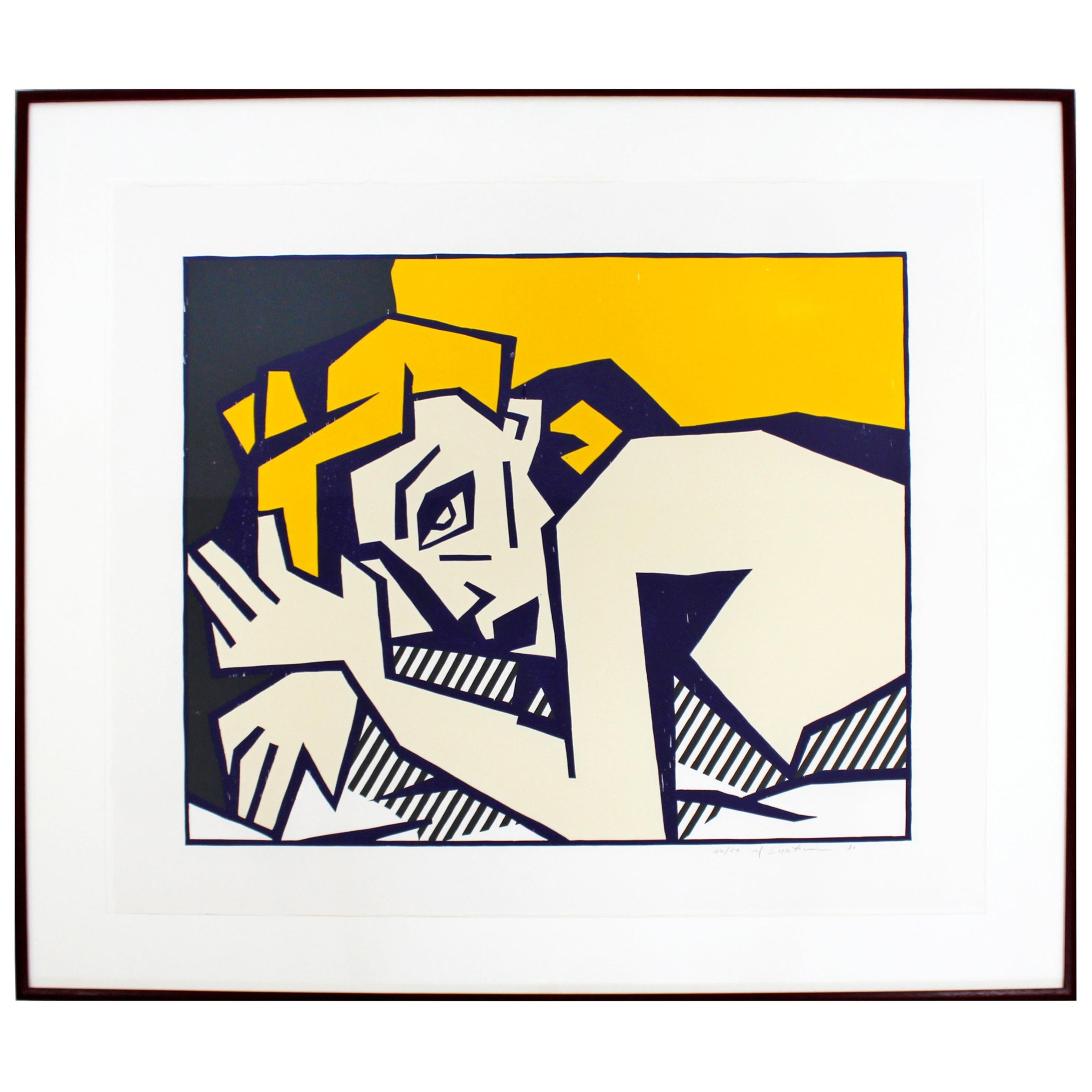 Contemporary Pop Art Reclining Nude Woodcut by Roy Lichtenstein 1980 42/50