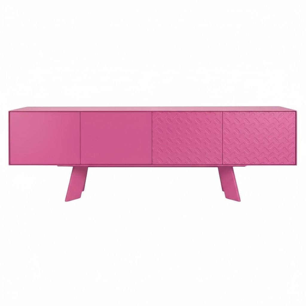 The sideboard is available in different dimensions. It has four push-pull doors with an inside shelf and the fronts with patterns. 
Wooden base lacquered in same finish.
Lacquer coating in variety of colors.
Please contact us if you have any
