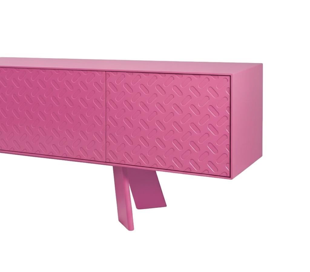 Modern Contemporary Pop Art Sideboard With Motif Lacquered In Pink For Sale