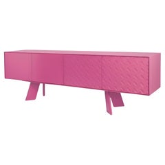 Credenza Pop Art contemporanea con motivo laccato in rosa