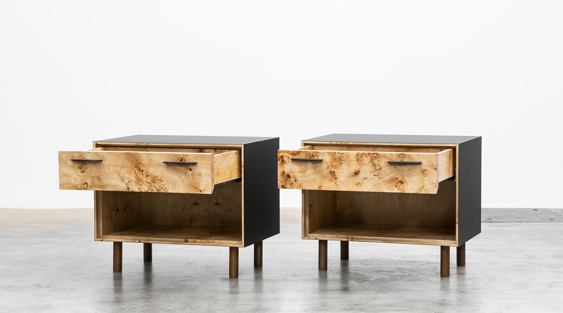 Modern Contemporary Poplar Wood Pair of Nightstands by Johannes Hock For Sale