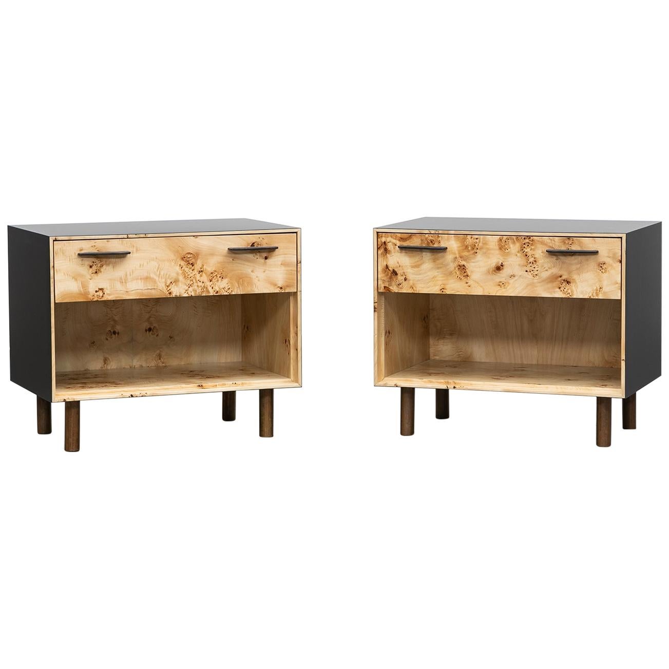 Contemporary Poplar Wood Pair of Nightstands by Johannes Hock For Sale