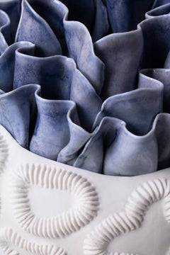 Contemporary Porcelain Blue White Sculpture Sea Coral Nature Handmade Italy Fos