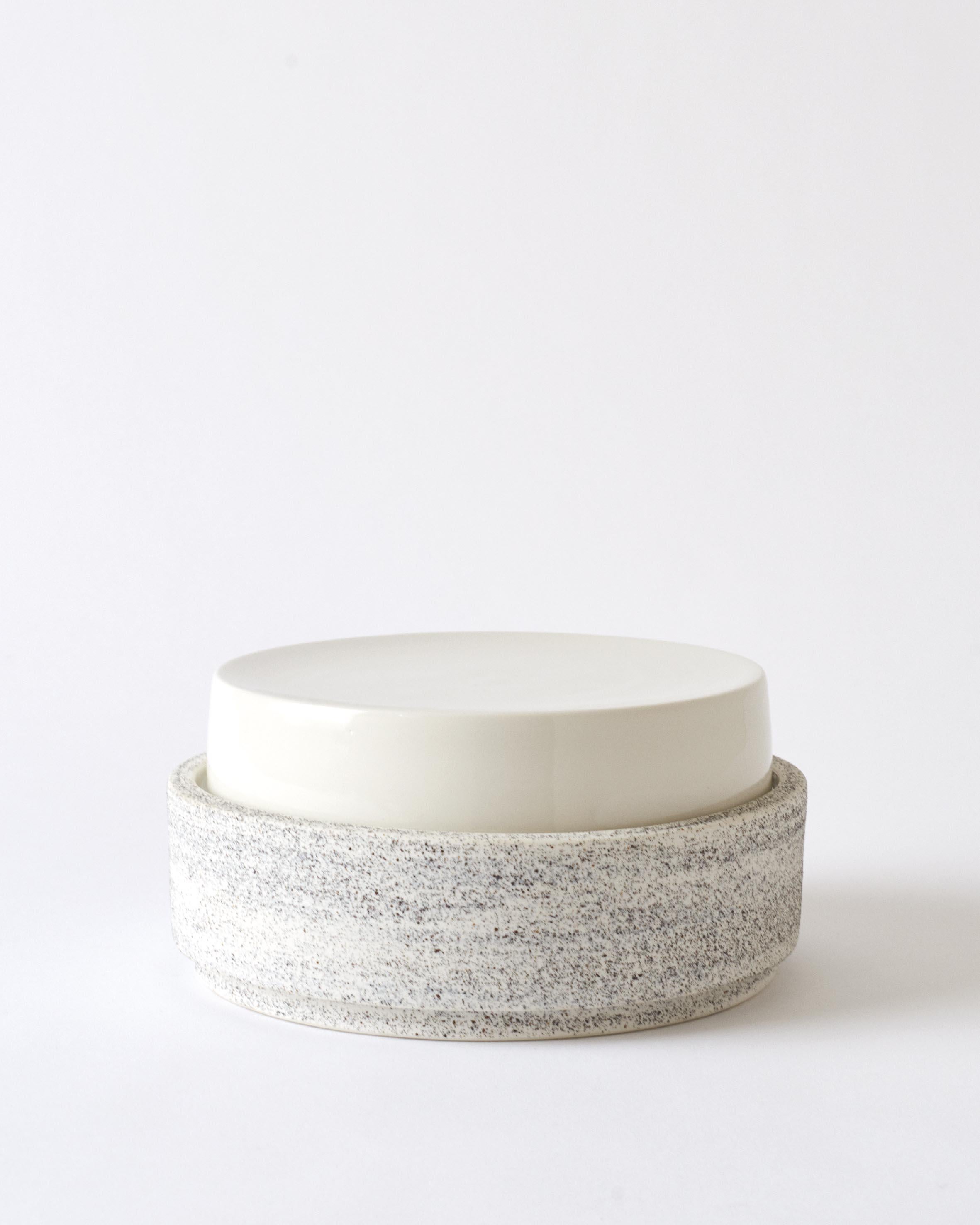 Modern Contemporary Porcelain Bowl, Handmade, Elevated For Sale