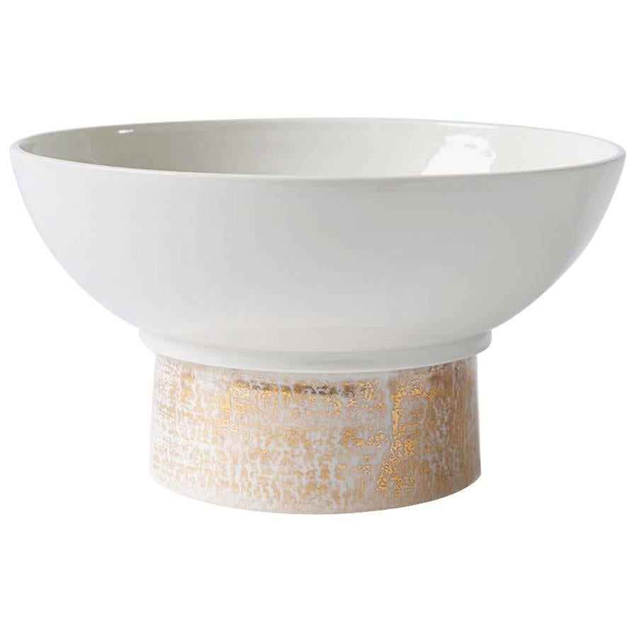 Contemporary Porcelain Bowl, Handmade with 24-Karat Gold For Sale