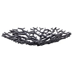 Contemporary Porcelain Centerpiece Black Coral Ceramic Handmade Italy Fos