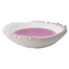 Contemporary Porcelain Centerpiece Lilac Purple Ceramic White Fos Italy