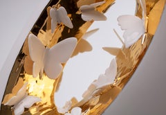 Contemporary Porcelain Couple Vases Gold Butterflies Sculpture Italy Fos