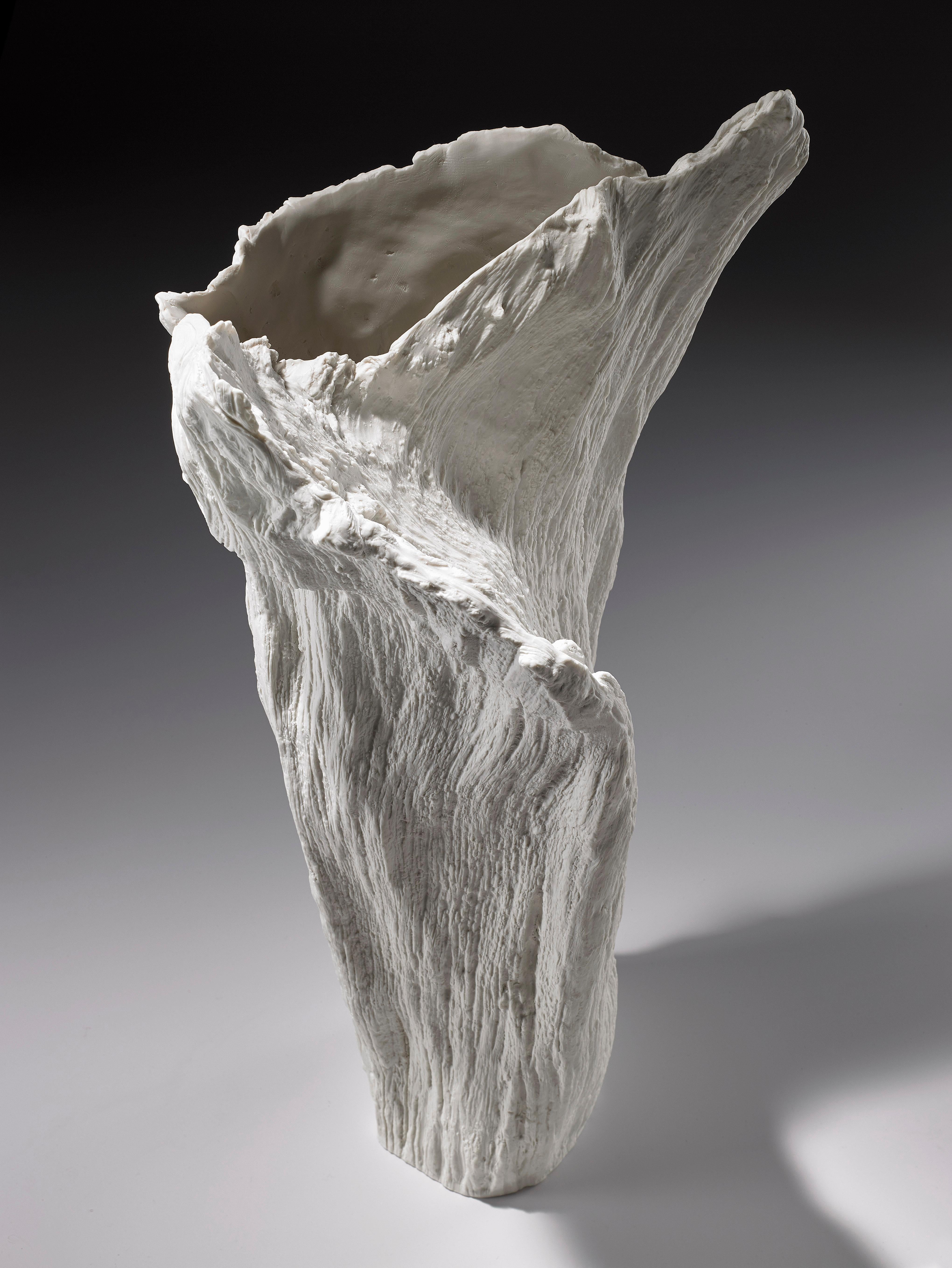 Modern Contemporary Porcelain Sculpture Tree Trunk White Ceramic Italy Fos Ltd Edition For Sale