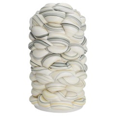 Contemporary porcelain Striped fold XIII vessel by Steven Edwards