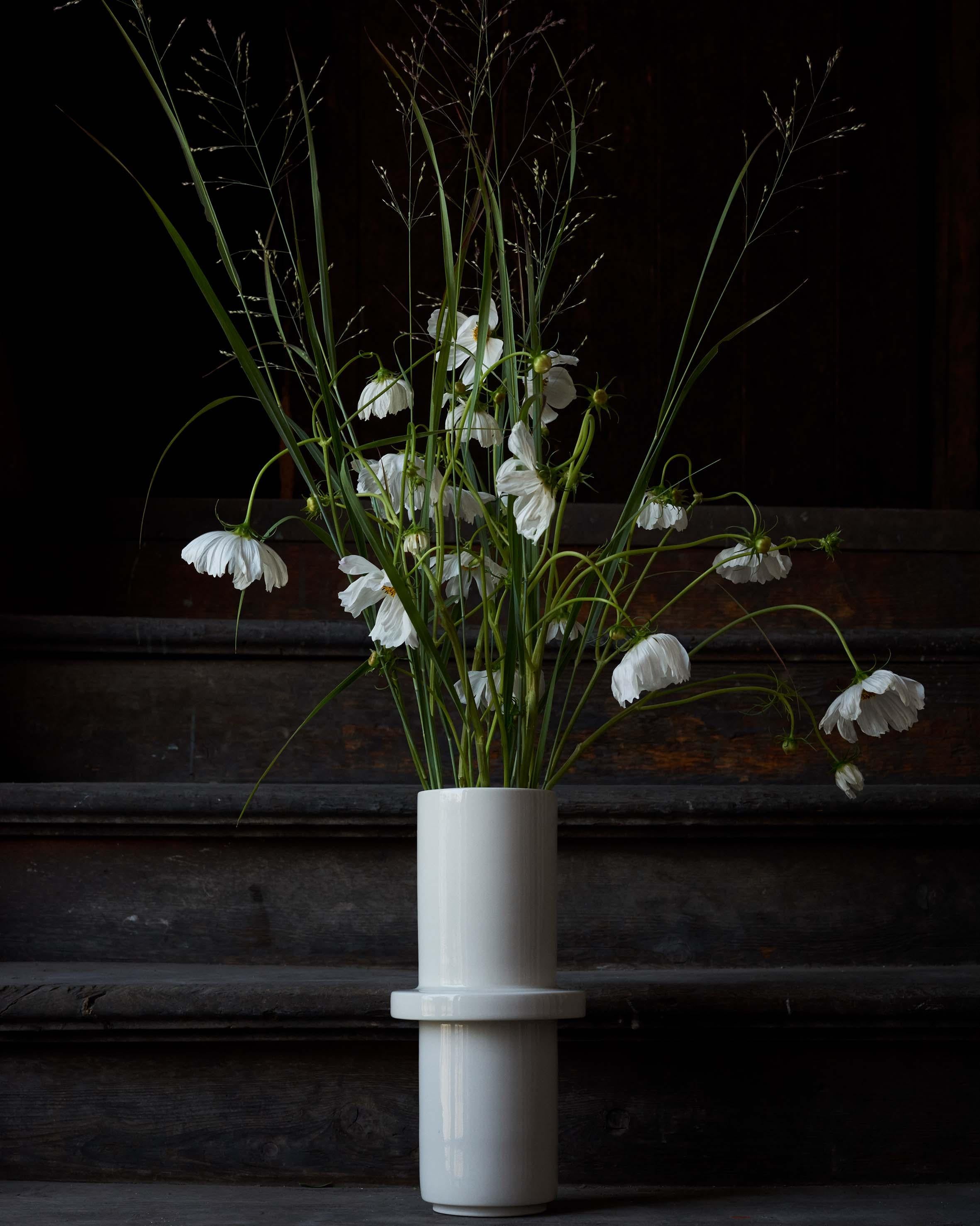 Glazed Contemporary Porcelain Vase, Handmade, Minimalist, Functional For Sale