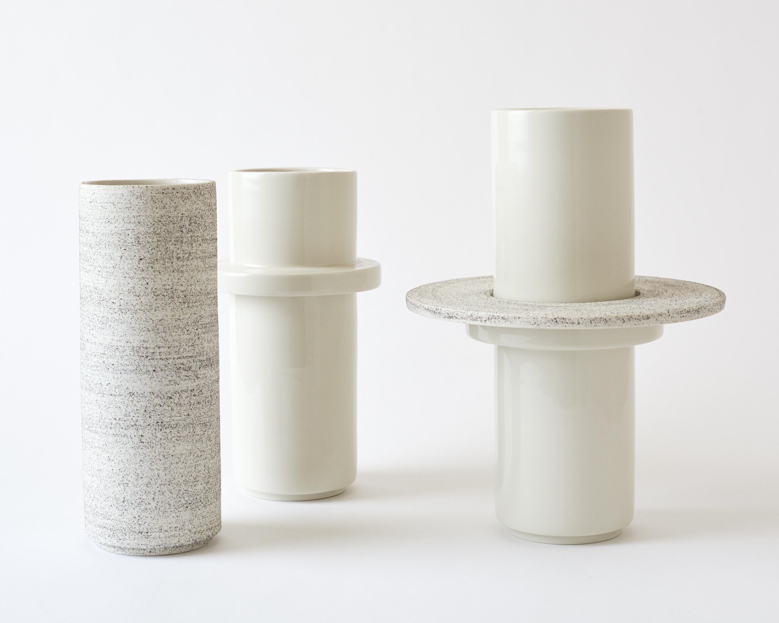 Indonesian Contemporary Porcelain Vase, Handmade, Modern Minimalist