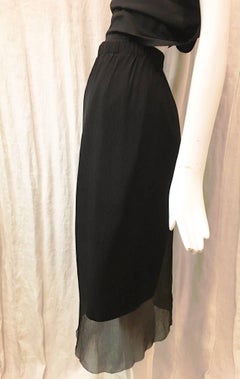 Contemporary Ports Black Sheer Crepe Silk Skirt