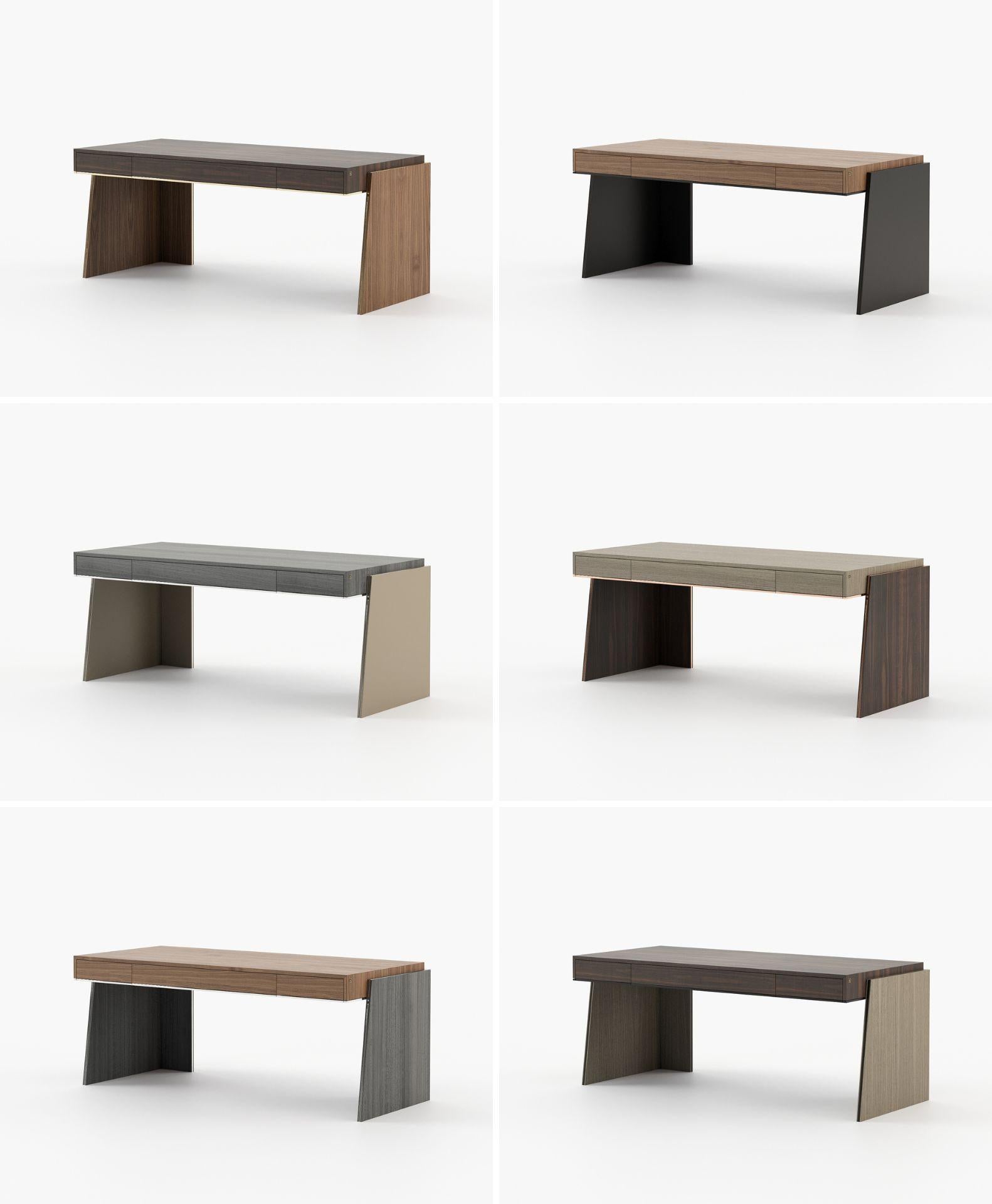 Hand-Crafted Modern wooden office desk with drawers customisable tabletop by Laskasas For Sale