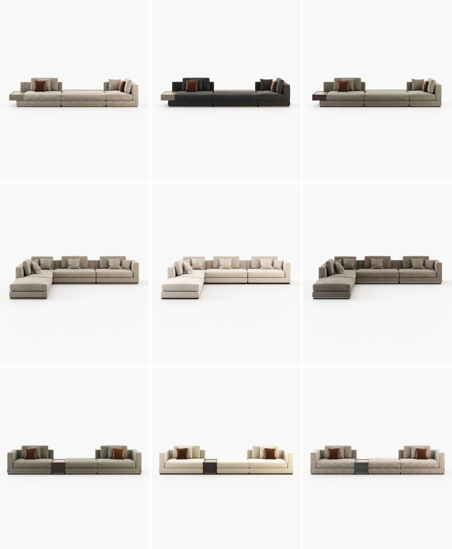 Modular couch with custom fabric by Laskasas For Sale at 1stDibs