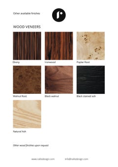 Contemporary Poseidon Bed with Nightstands, Ebony Veneer, Brass, Velvet