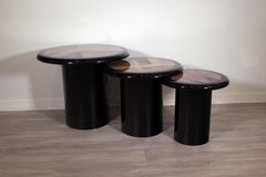 Contemporary Post Modern Set of 3x Milano Memphis Style Pedestal Nesting Tables