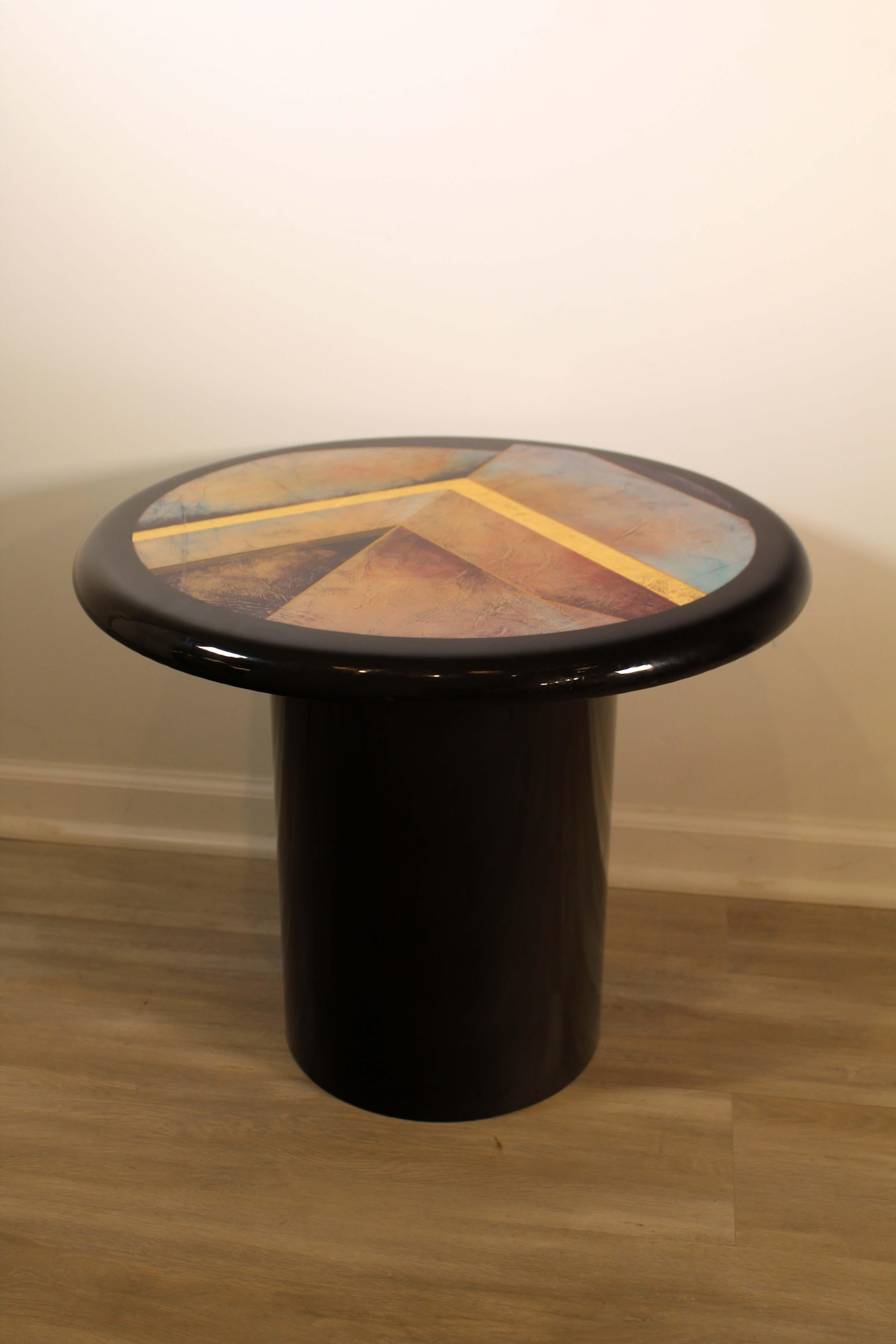 Contemporary Post Modern Set of 3x Milano Memphis Style Pedestal Nesting Tables For Sale 2