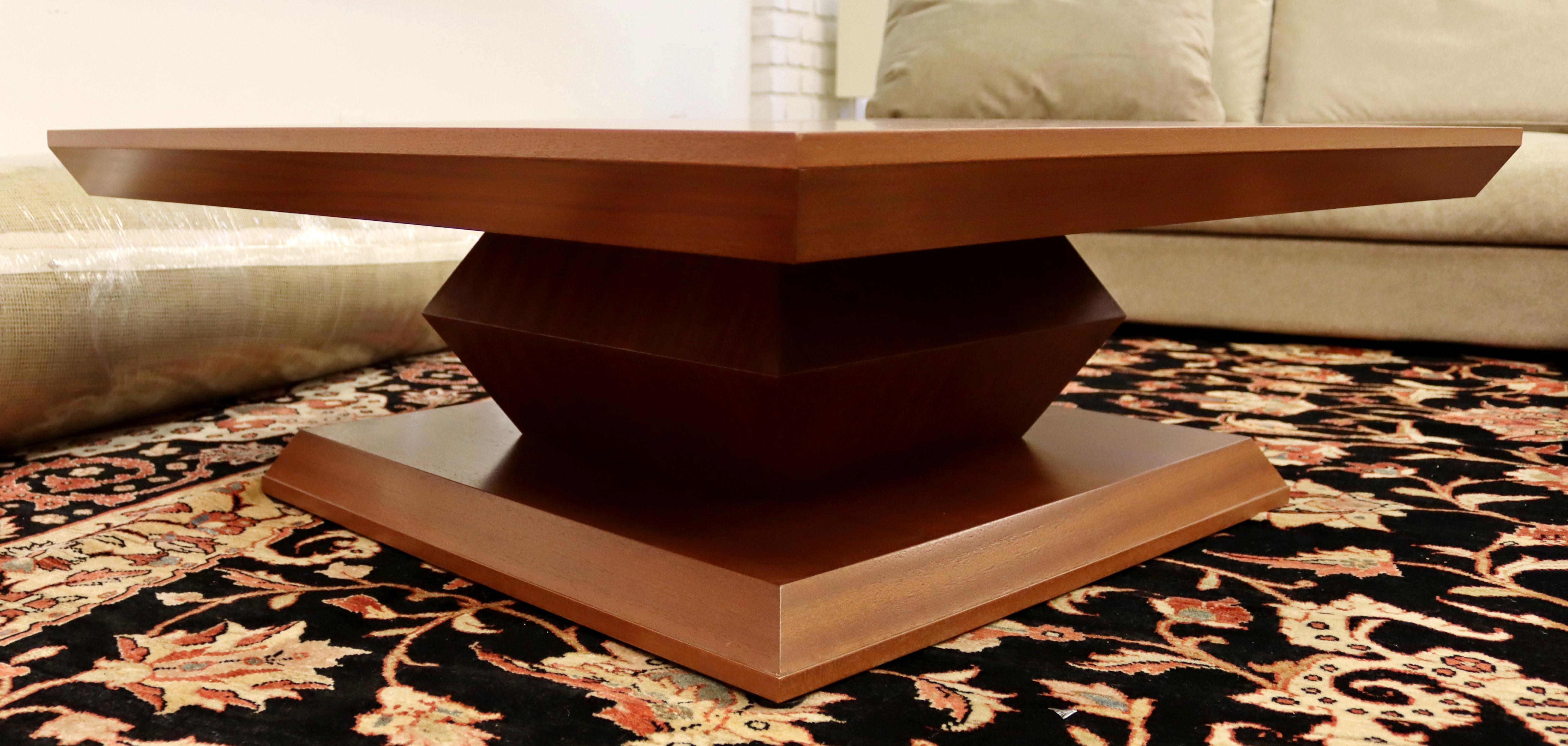 Late 20th Century Contemporary Post Modern Square African Mahogany Coffee Table, 1990s