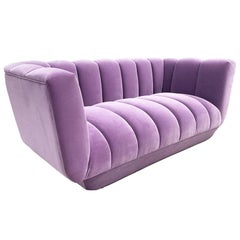 Contemporary Post Modern Style Lilac Velvet Beirut Sofa Handmade & Customizable