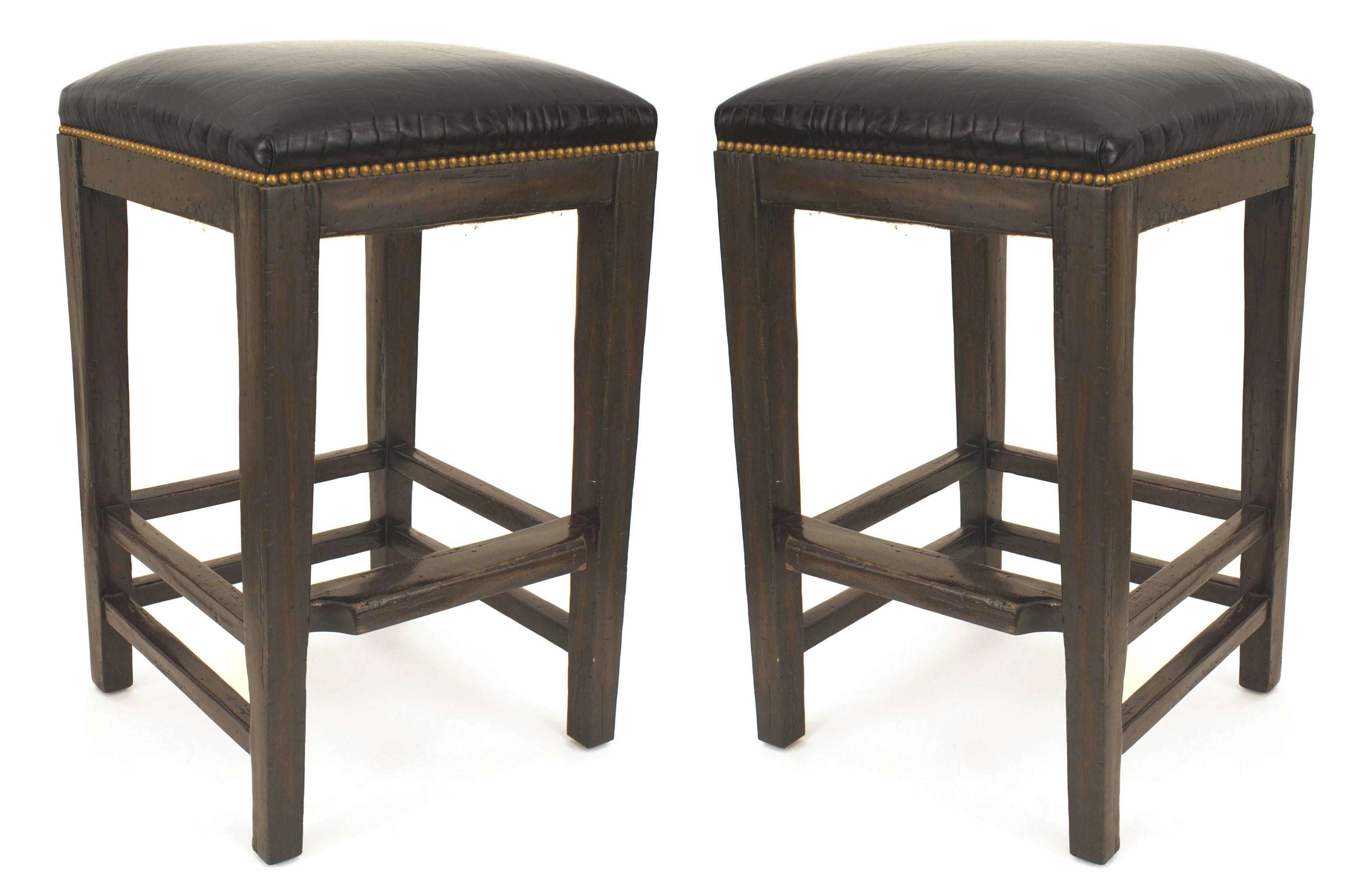 Modern Contemporary Post-War Leather Bar Stools For Sale