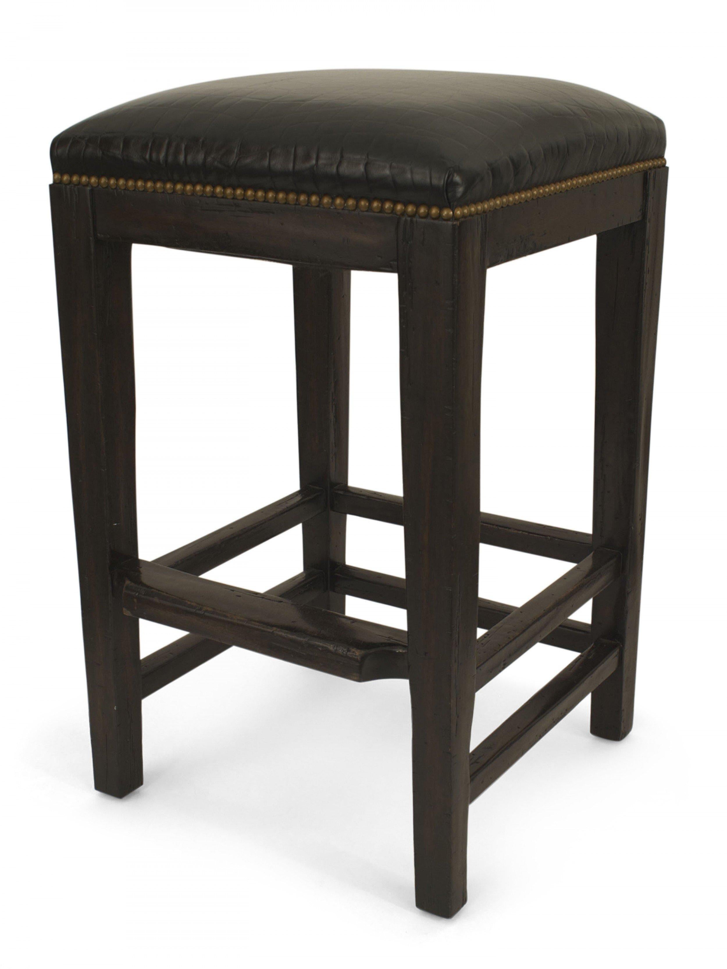 American Contemporary Post-War Leather Bar Stools For Sale