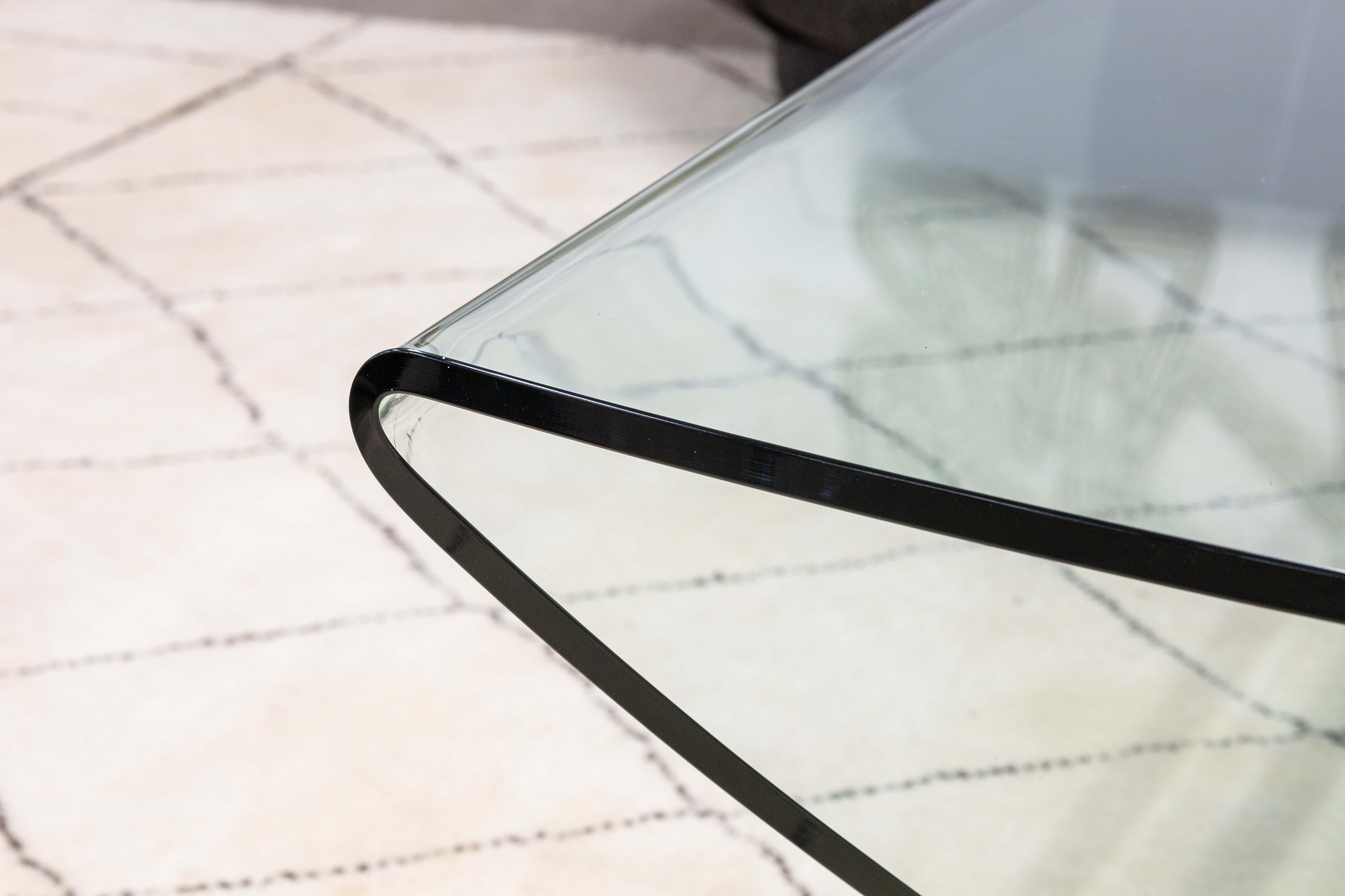 20th Century Contemporary Postmodern Brueton Style Chrome Glass Swivel Coffee Cocktail Table