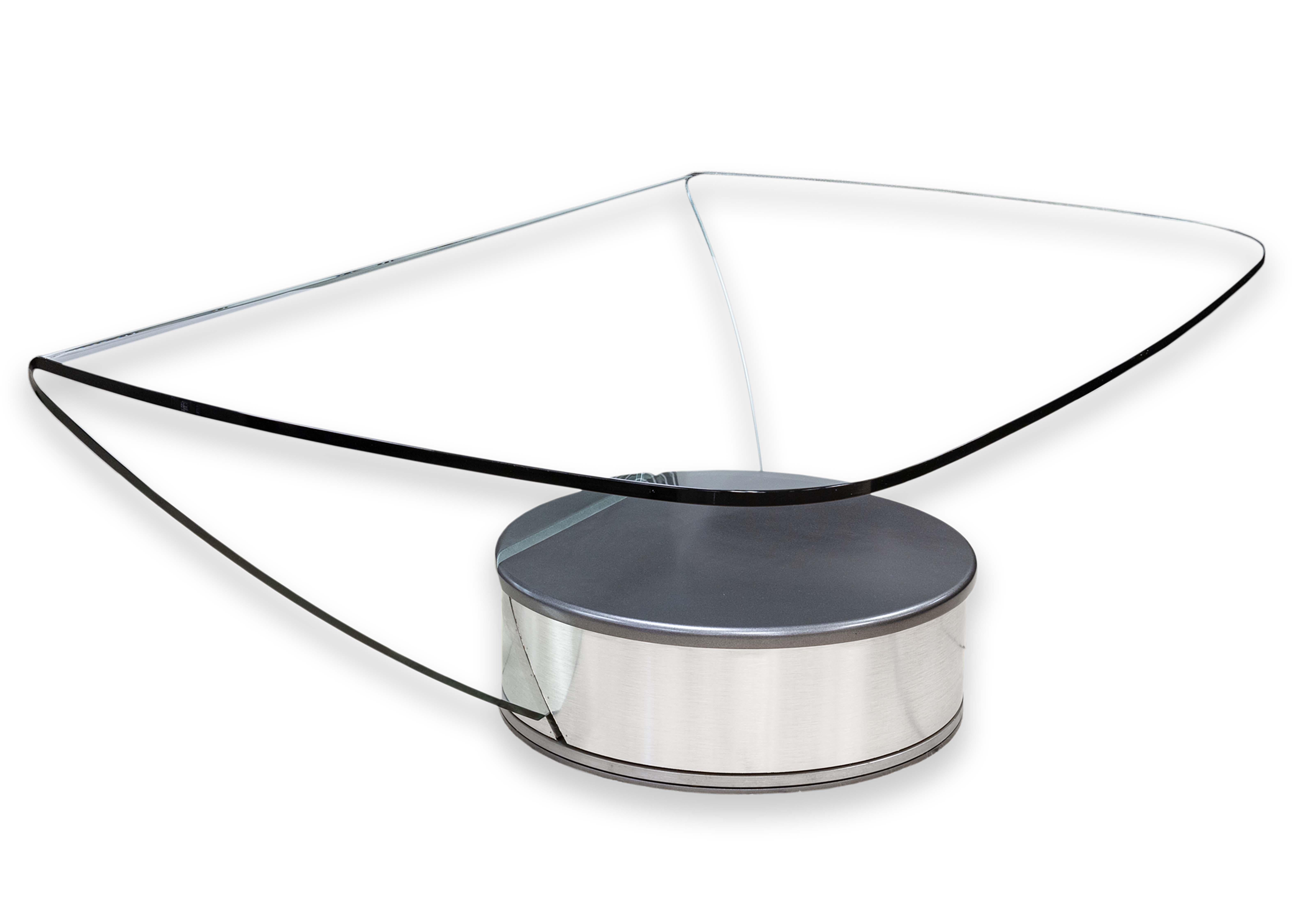 Contemporary Postmodern Brueton Style Chrome Glass Swivel Coffee Cocktail Table 2