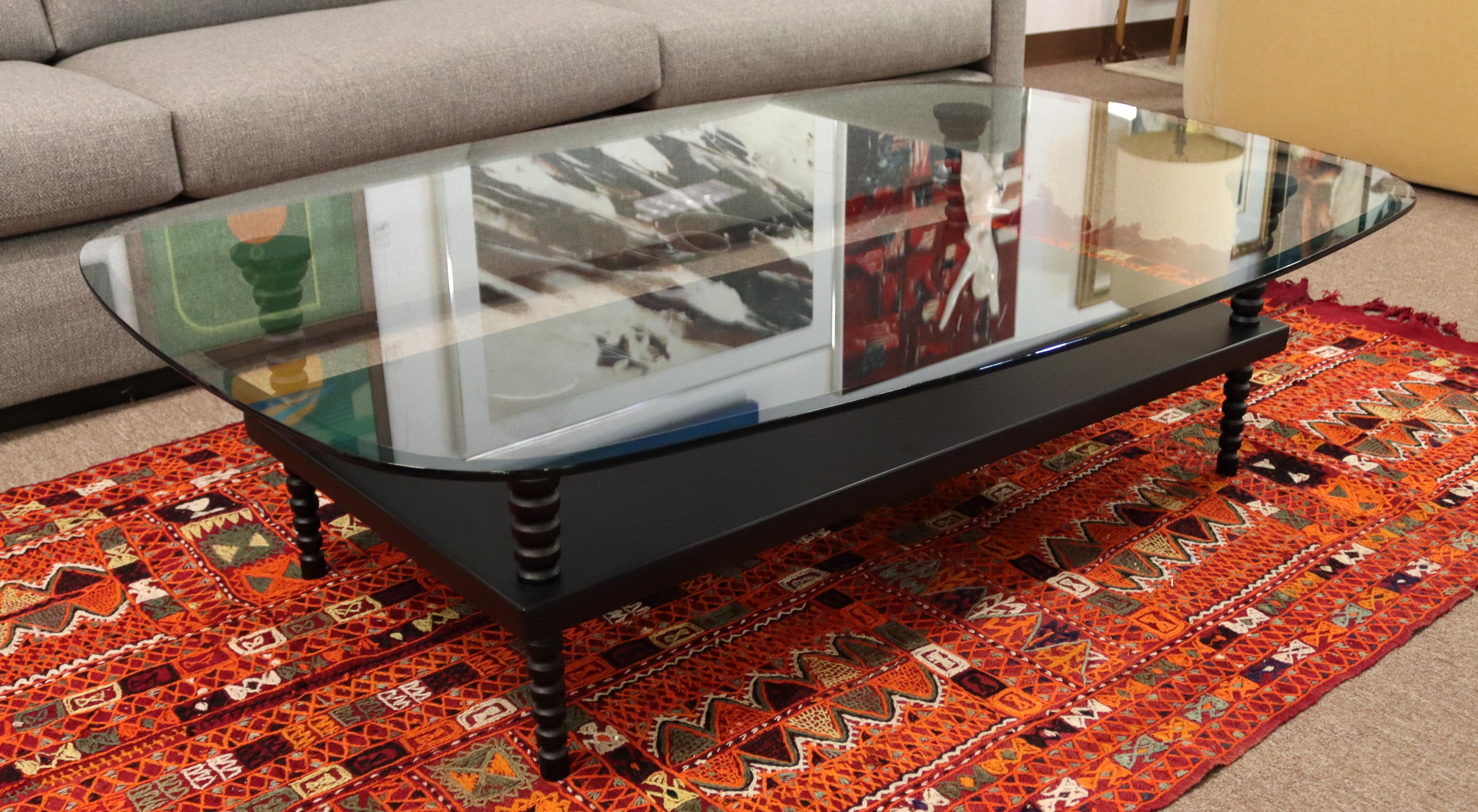 Mesa de centro rectangular posmoderna contemporánea Dialogica Tapa de cristal, años 90 Vidrio