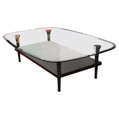 Contemporary Postmodern Dialogica Rectangular Coffee Table Glass Top, 1990s