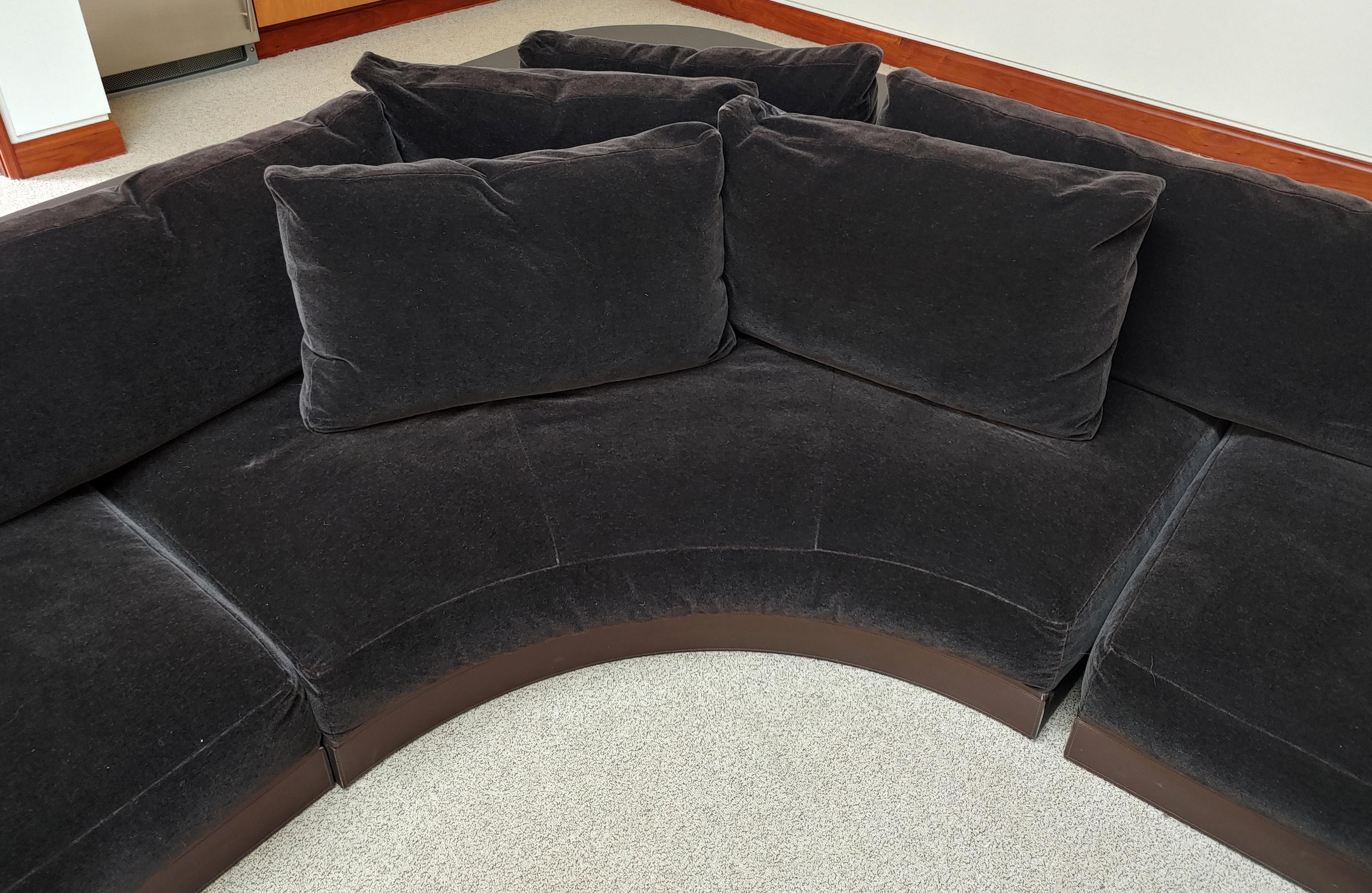Post-Modern Contemporary Postmodern Mariani Italy 3-Piece Brown Velvet Sectional Sofa, 1990s