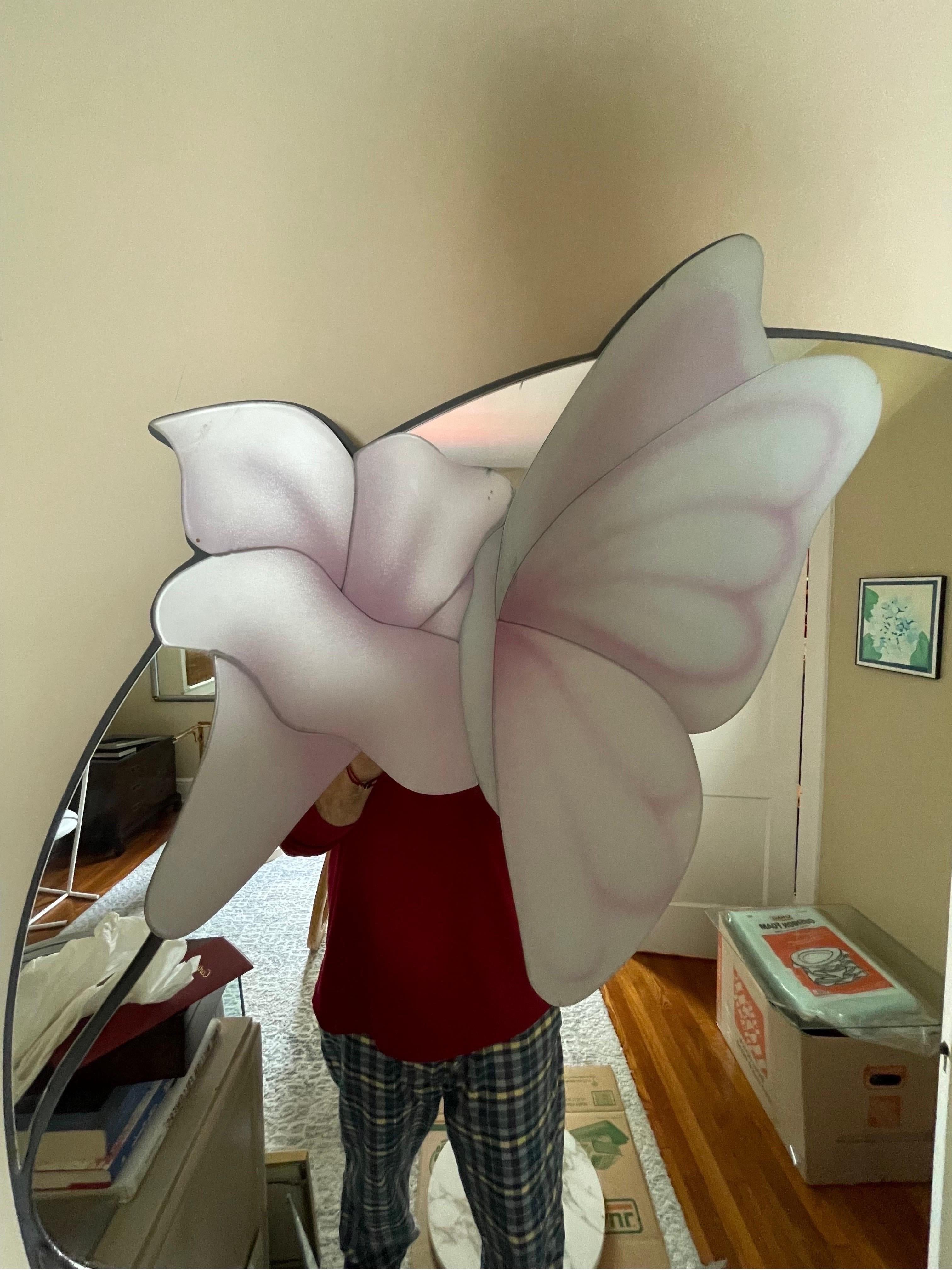Contemporary Post-Modern David Marshall Layered Floral Butterfly Mirror In Good Condition For Sale In W Allenhurst, NJ