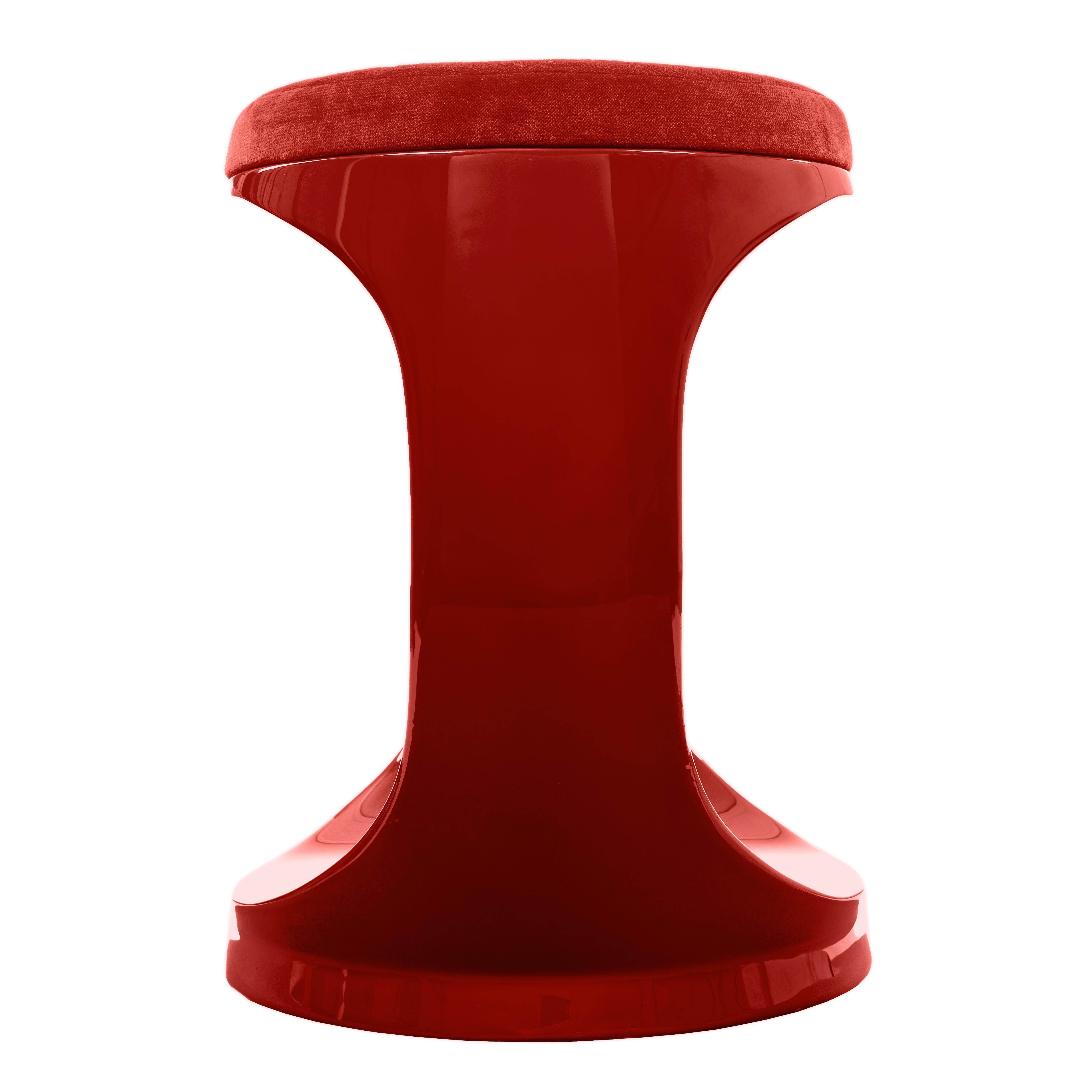 Contemporary Pouf by Cyril Rumpler Signet Ring, Hocker, Stool, red.
These stools are available in a dozen colors and in a glossy finish. The black, white, navy blue, pink, red, turquoise, lilac, brown, green, and grey stools are available with a