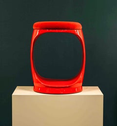 Puf contemporáneo made in Italy Signet Ring rojo, Hocker, Taburete