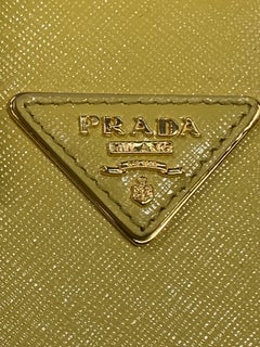 Contemporary Prada Pineapple Yellow Double-Sided Wedge-Shaped Leather Travel Bag