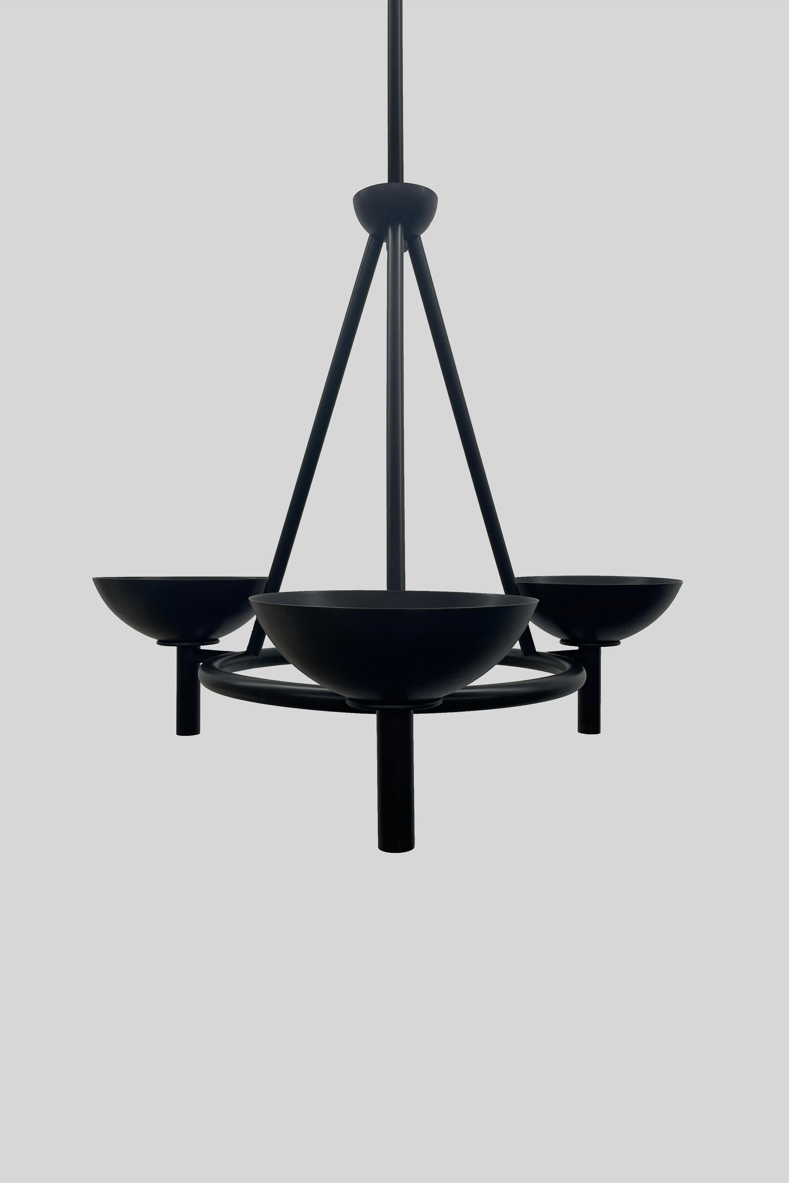 Italian Contemporary Prato Chandelier 200 in Blackened Brass by Orphan Work For Sale