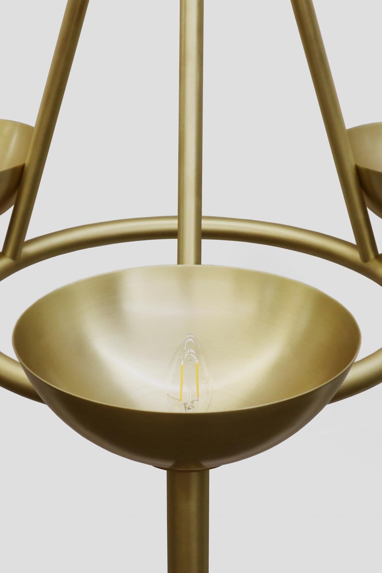Blackened Contemporary Prato Chandelier 200 in Brushed Brass by Orphan Work For Sale