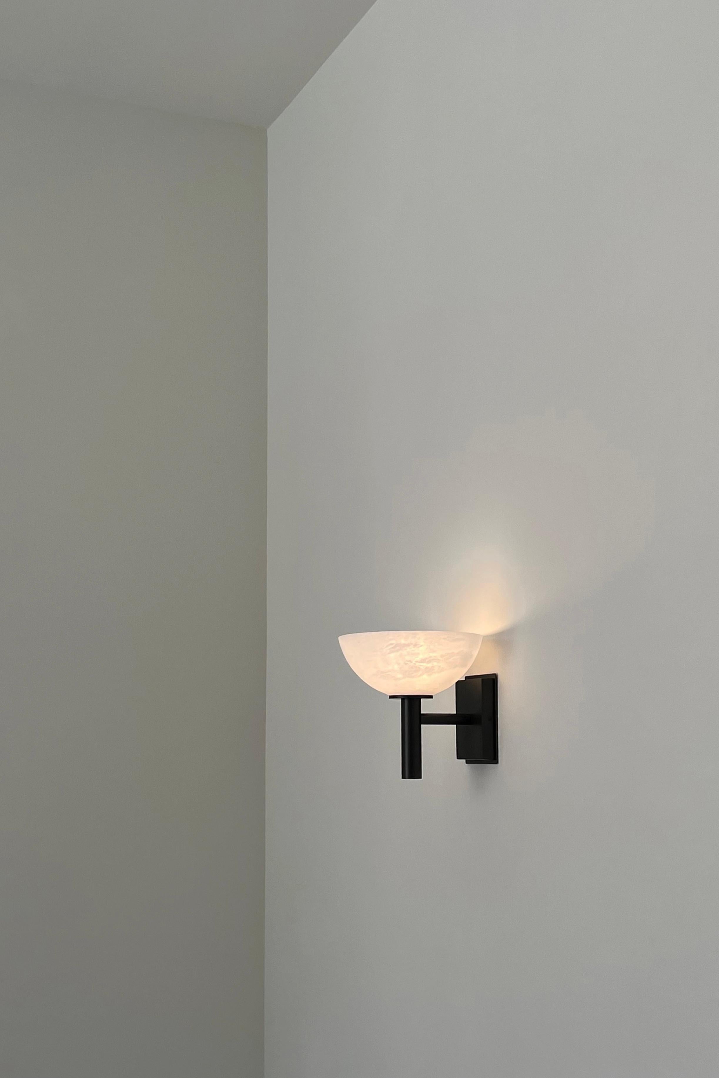 Contemporary Prato Double Sconce 200A in Alabaster by Orphan Work In New Condition For Sale In Los Angeles, CA