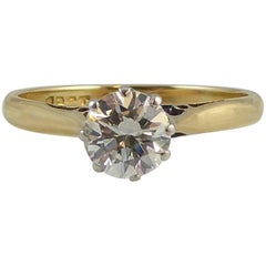 Contemporary Pre-Owned 0.70 Carat Diamond Solitaire Ring, Yellow Gold Band