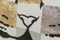 Contemporary Precious Metal Leaf and Acrylic Painting of a Tiger on Canvas