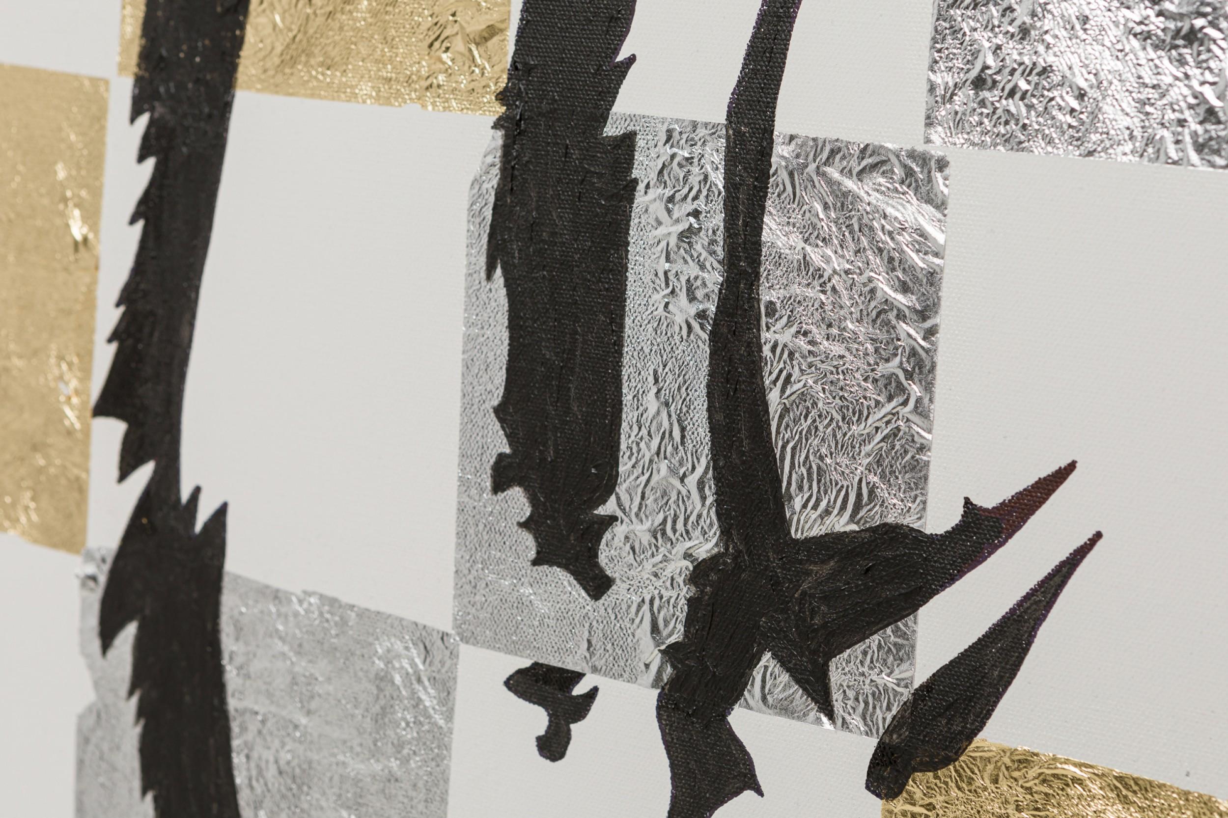 Contemporary Precious Metal Leaf and Acrylic Painting eines Tigers auf Leinwand (Unbekannt) im Angebot