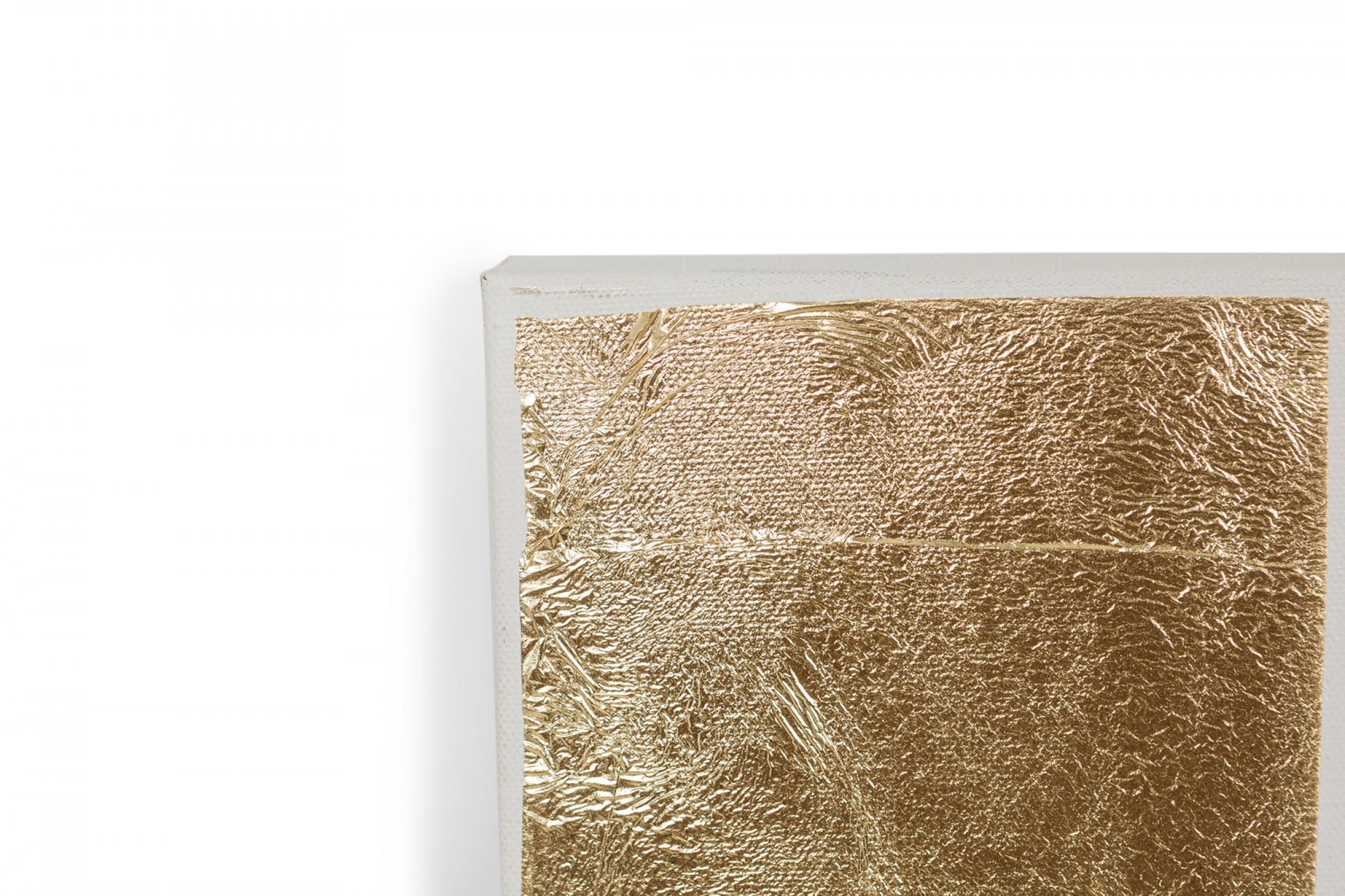 Contemporary Precious Metal Leaf and Acrylic Painting eines Tigers auf Leinwand (Radiert) im Angebot